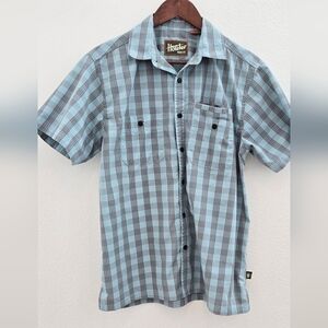 Howler Brothers Blue and gray plaid button down short sleeve shirt size small